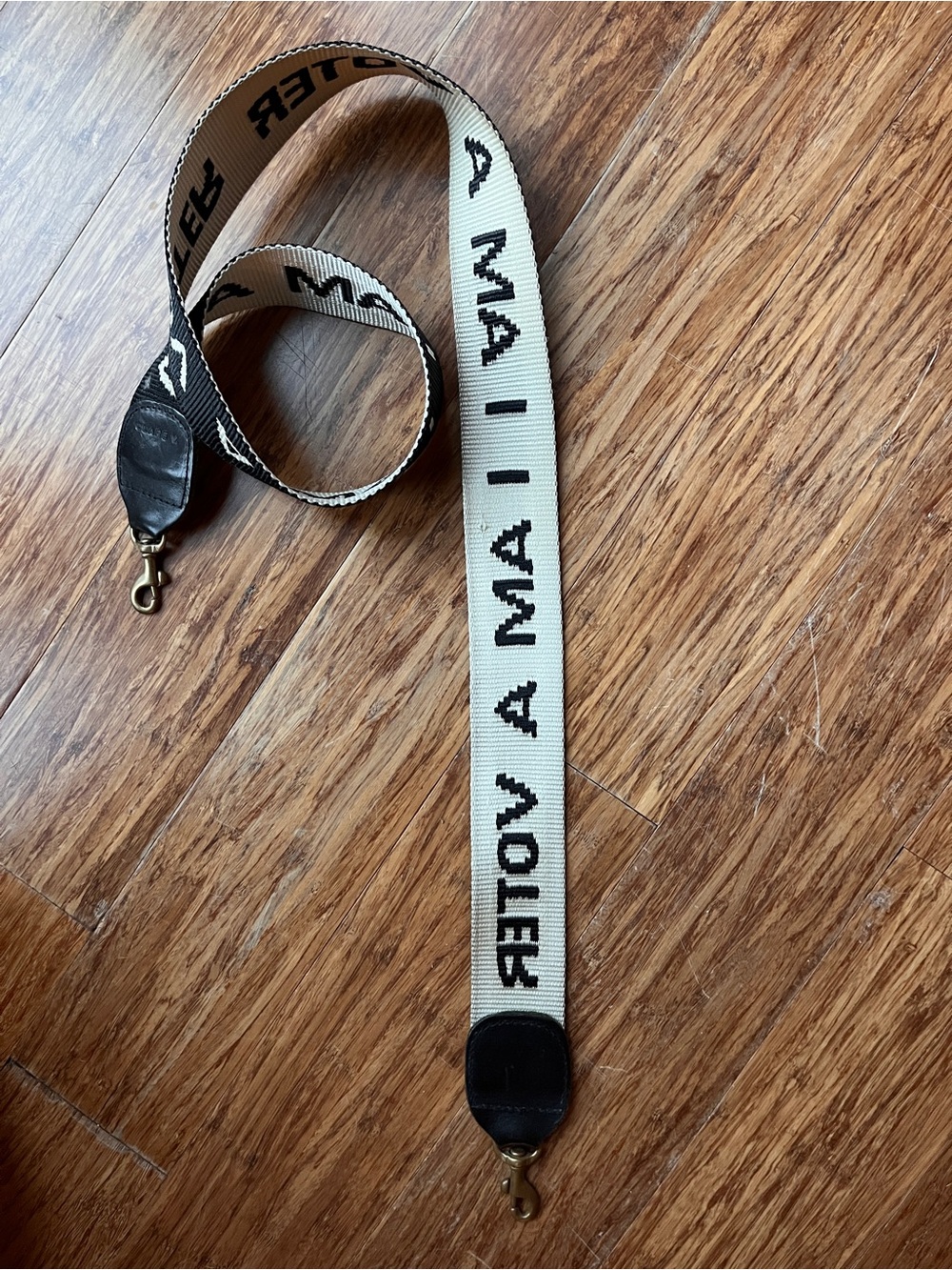 Clare V I AM A VOTER Black and Cream Crossbody Bag Strap - Picture 5 of 8